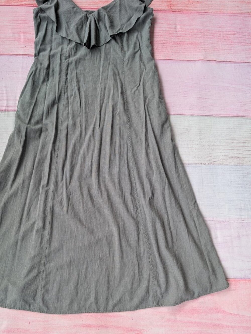 NWT Universal Thread Green Ruffle Midi Dress Large Cotton Blend - Picture 7 of 10